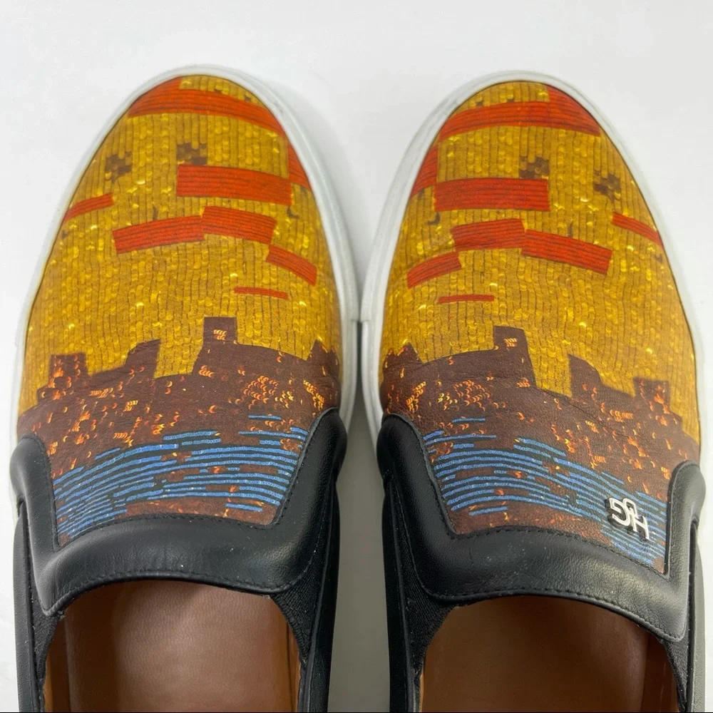 GIVENCHY Classic Slip On Mosaic Pixel Skate Sneakers Size 39 Made In Italy - Picture 13 of 15